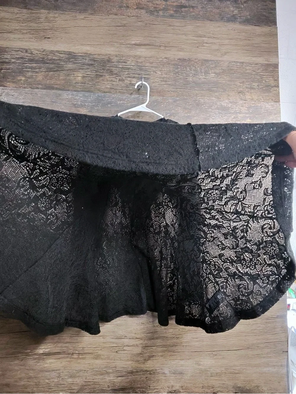 Free People Black Lace Panel Long Sleeve Blouse